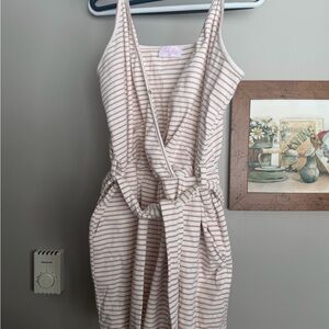 Pink Lily Striped Jumpsuit in Pink and White